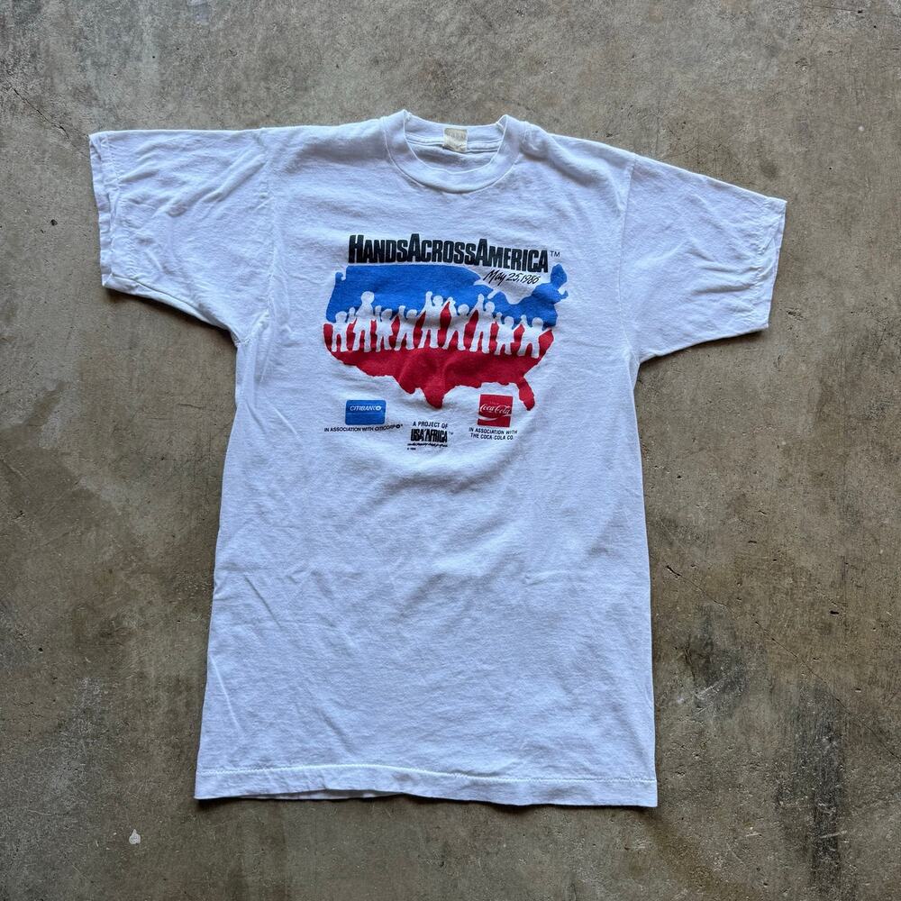 Vintage 1986 'Hands Across America' Promo Tee Size Women's Small / Medium